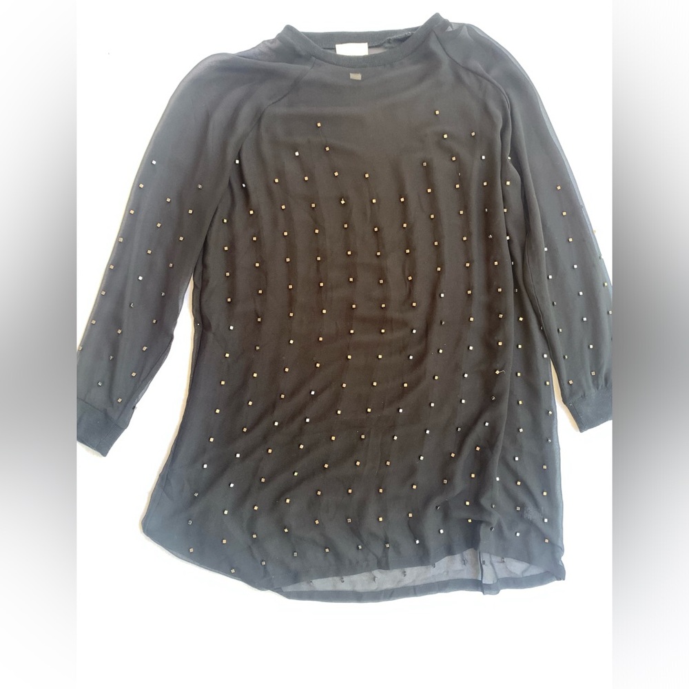 Ambiance Black Sheer Long Sleeve Dress